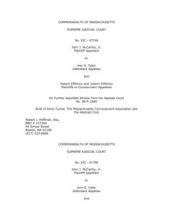 07746 John J. McCarthy, Jr. Plaintiff Appellant vs. Ann G. Tobin