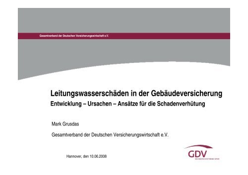 LeitungswasserschÃ¤den in der GebÃ¤udeversicherung - E+S RÃ¼ck