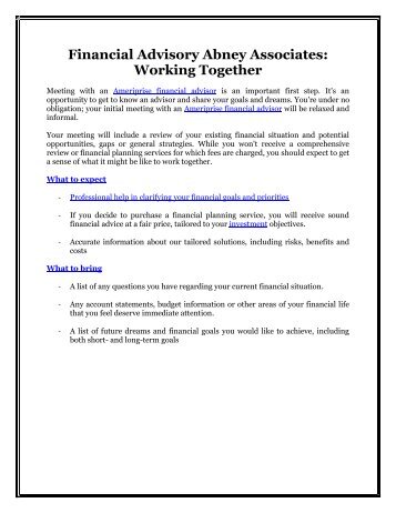 Financial Advisory Abney Associates: Working Together