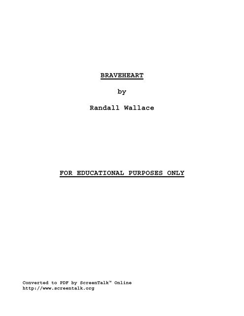 Braveheart script (*pdf) - Screenplay.com