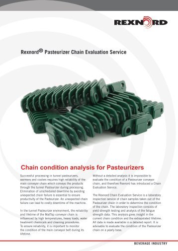 Chain condition analysis for Pasteurizers - Rexnord FlatTop Europe