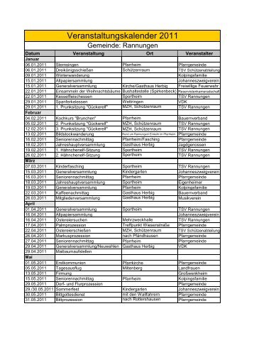 Veranstaltungskalender 2011 - Gemeinde Rannungen