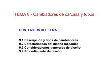 TEMA 8.- Cambiadores de carcasa y tubos - IqTMA-UVa