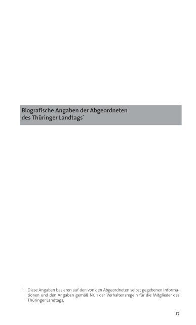Biografische Angaben Der Abgeordneten Des Tha Rin Ger Landtags
