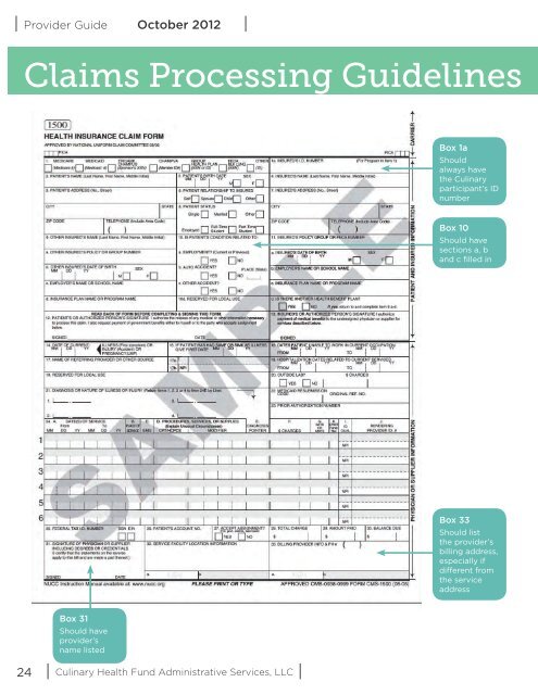 Provider Guide - the Culinary Health Fund