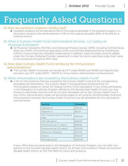 Provider Guide - the Culinary Health Fund