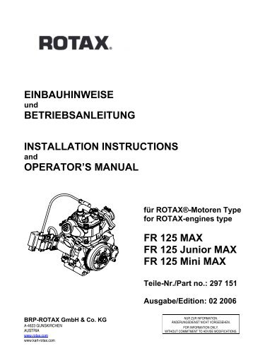 EINBAUHINWEISE BETRIEBSANLEITUNG ... - Beule Kart