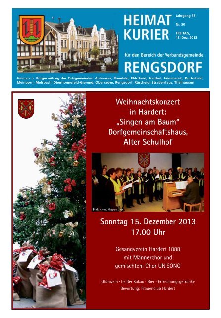 Dorfgemeinschaftshaus, Alter Schulhof Sonntag 15. Dezember 2013 ...