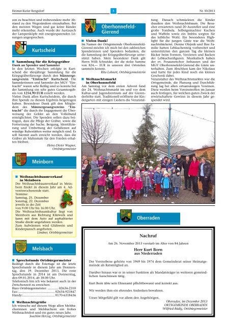 Dorfgemeinschaftshaus, Alter Schulhof Sonntag 15. Dezember 2013 ...