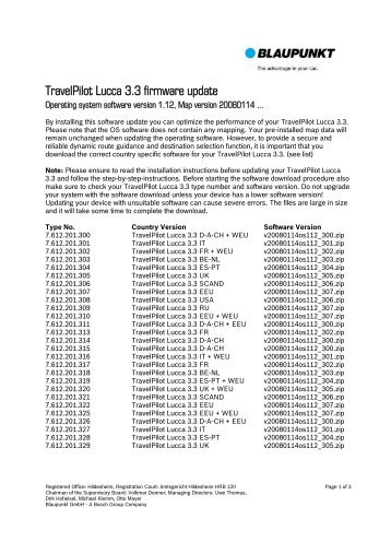 TravelPilot Lucca 3.3 firmware update - Blaupunkt