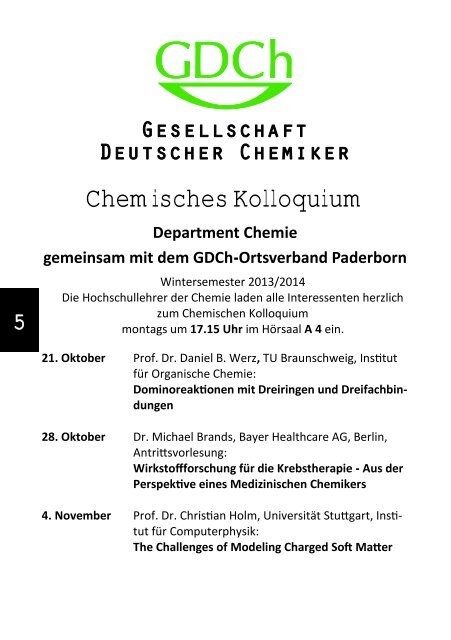 ChemIsTry, Ausgabe 14 - Fachschaft Chemie - Universität Paderborn