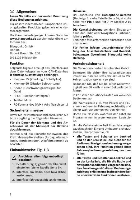 CAN-Interface RCI-4A-Audi - Blaupunkt