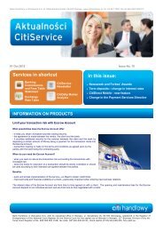 Services in shortcut In this issue: - Citibank Handlowy
