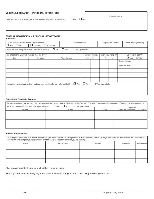 – FORM 2 [Clause 4(1)(d)] Personal History Form Application ...