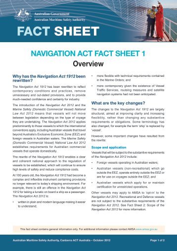 Navigation Act Fact Sheet 1 Overview - Australian Maritime Safety ...