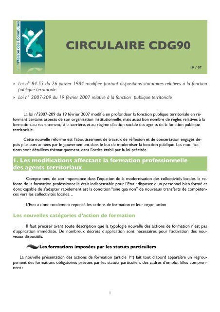 Circulaire Loi du 19 février 2007 - CDG90