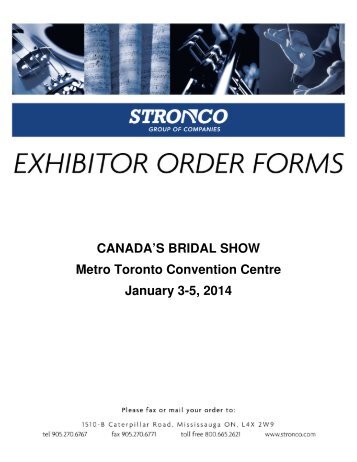 Download STRONCO Exhibitor Order Forms - Canada's Bridal Show