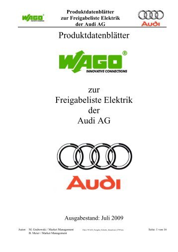 ProduktdatenblÃƒÂ¤tter zur Freigabeliste Elektrik der Audi AG - Wago