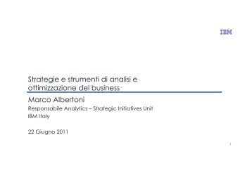 Marco Albertoni Strategie e strumenti di analisi e ... - Guide Share Italia