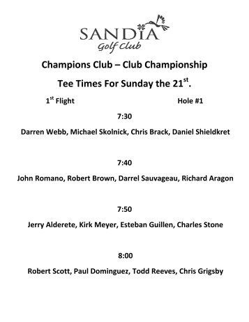 Champions Club Tee Times For Sunda ... - Sandia Golf Club