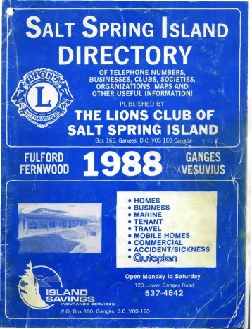 1988 Telephone Directory - Salt Spring Island Archives