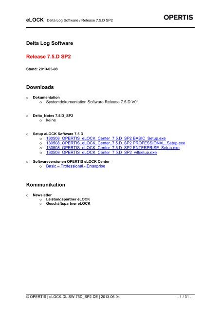 Delta Log eLOCK Center 7.5.D SP2