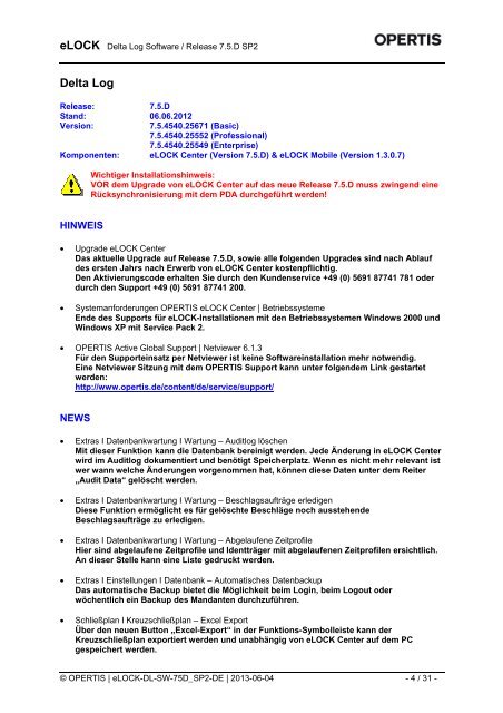 Delta Log eLOCK Center 7.5.D SP2