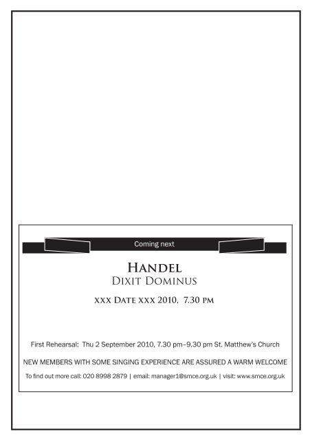 Handel - St Matthew's Choir