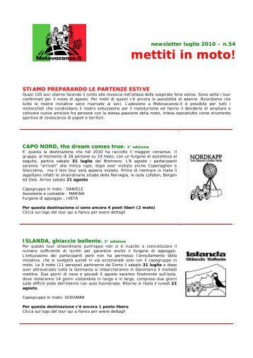 mettiti in moto! - Motovacanze