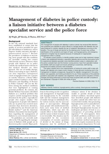 Management of diabetes in police custody: a ... - Practical Diabetes