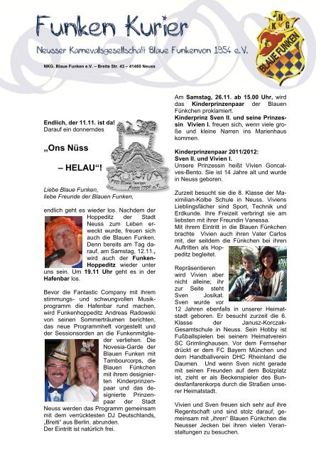 Ons Nuss Helau Neusser Karnevalsgesellschaft Blaue