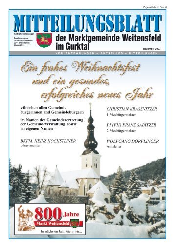 RÃƒÂ¼ckblick des Jahres 2007 in der Gemeinde Weitensfeld!