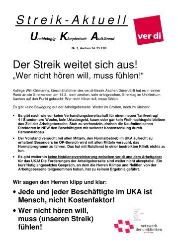 Streik-Aktuell UK Aachen Nr_1 - bei der ver.di-Betriebsgruppe am ...