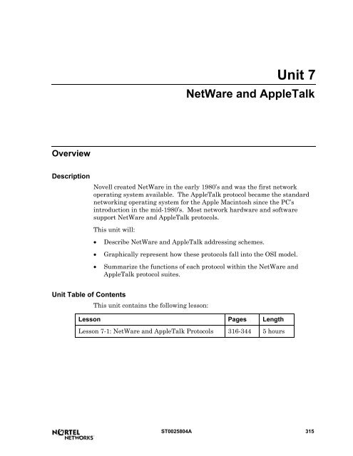 NetWare and AppleTalk protocols