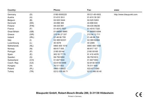 Navigation Radio CD TravelPilot Amsterdam NAV 35E - Blaupunkt