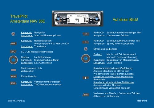 Navigation Radio CD TravelPilot Amsterdam NAV 35E - Blaupunkt