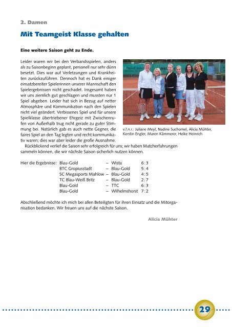 Klubnachrichten 2/2009 - Tennisklub Blau-Gold Steglitz eV