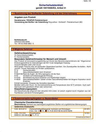 Sicherheitsdatenblatt - Rekord Holzmann