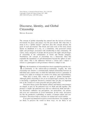 Discourse, Identity, and Global Citizenship - Building a Culture of ...