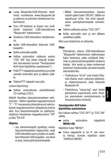 Bluetooth / USB - Interface - Blaupunkt