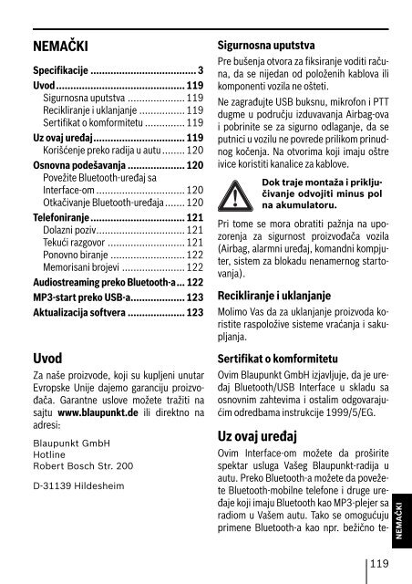 Bluetooth / USB - Interface - Blaupunkt