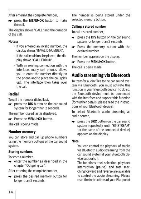 Bluetooth / USB - Interface - Blaupunkt