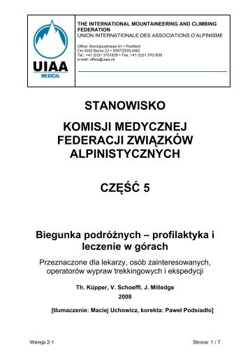 stanowisko komisji medycznej federacji zwiÄzkÃ³w ... - UIAA