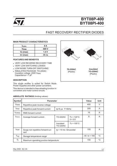 FAST RECOVERY RECTIFIER DIODES