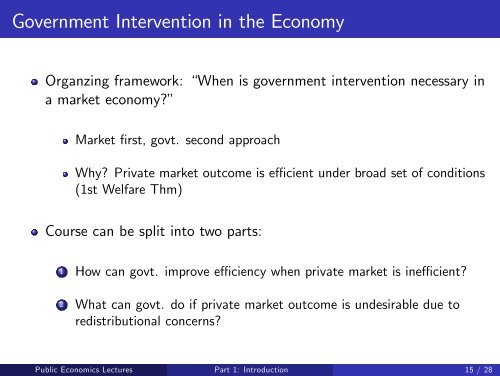 Public Economics Lectures Part 1: Introduction