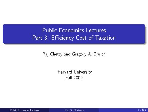 Public Economics Lectures Part 1: Introduction