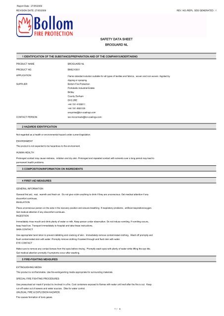 SAFETY DATA SHEET BROGUARD NL - Flint Hire & Supply