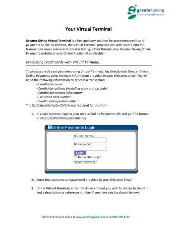 Your Virtual Terminal - Greater Giving