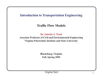 Introduction to Transportation Engineering Traffic Flow Models