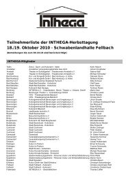 Teilnehmerliste Homepage - Inthega